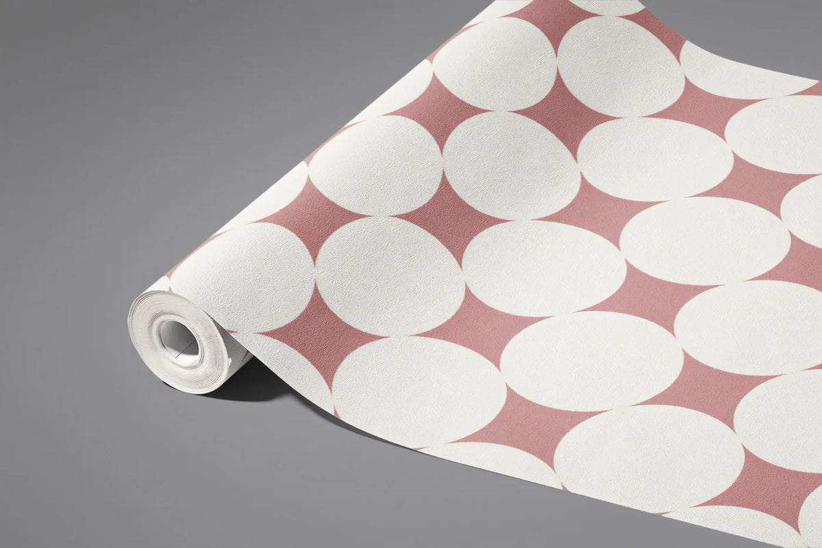 Minimalist Polka Dot Mural Wallpaper — Soft Mauve and Cream Mural Wallpaper - room preview 03