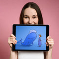 Lady and the Whale Mural Wallpaper — Whimsical Storybook Art Mural Wallpaper - room preview 03
