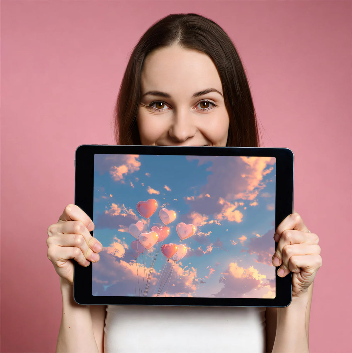 Floating Heart Balloons Mural Wallpaper — Sunset Sky Design Mural Wallpaper - room preview 03