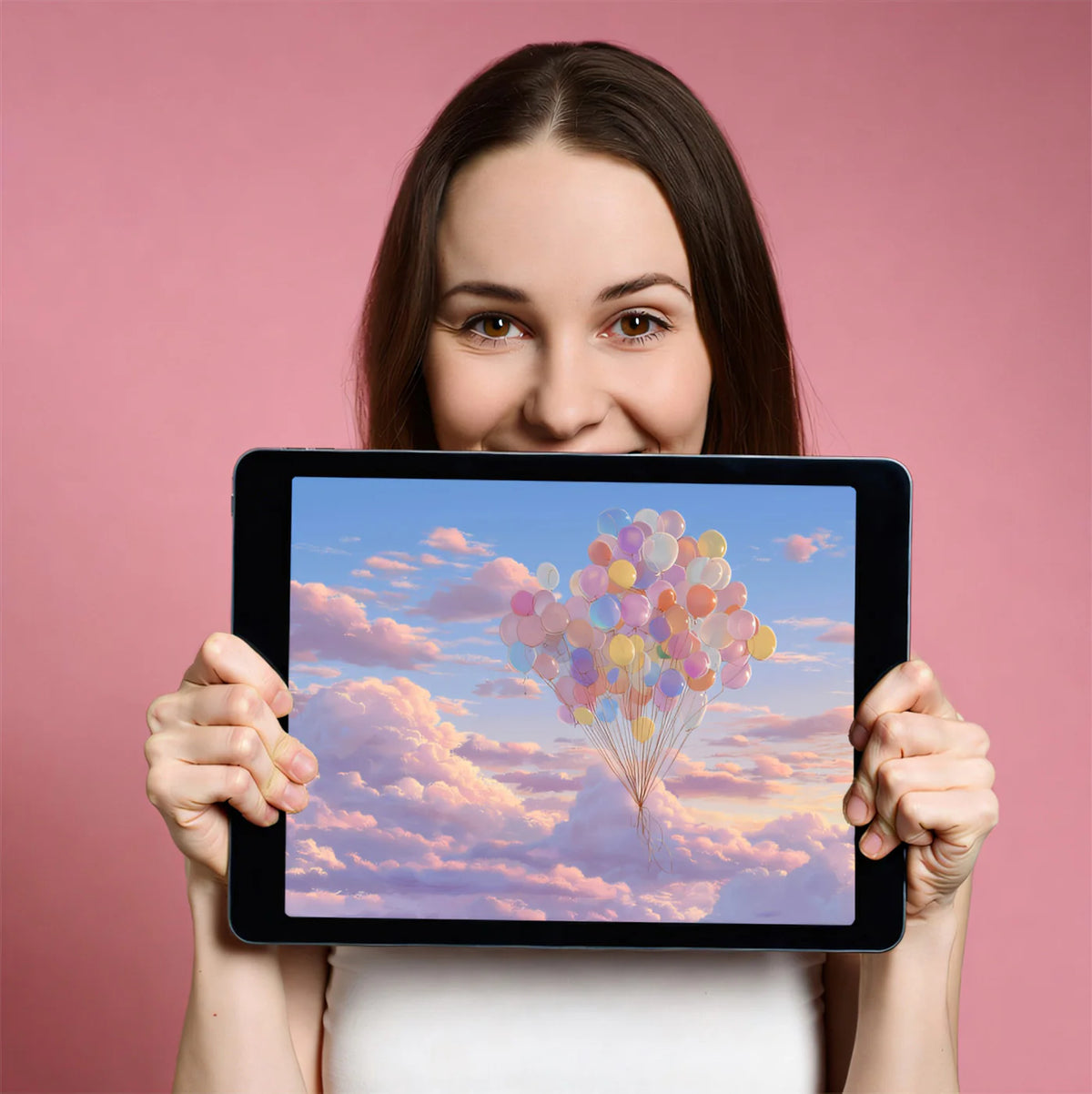 Floating Balloon Bunch Mural Wallpaper — Whimsical Sky Design Mural Wallpaper - room preview 03