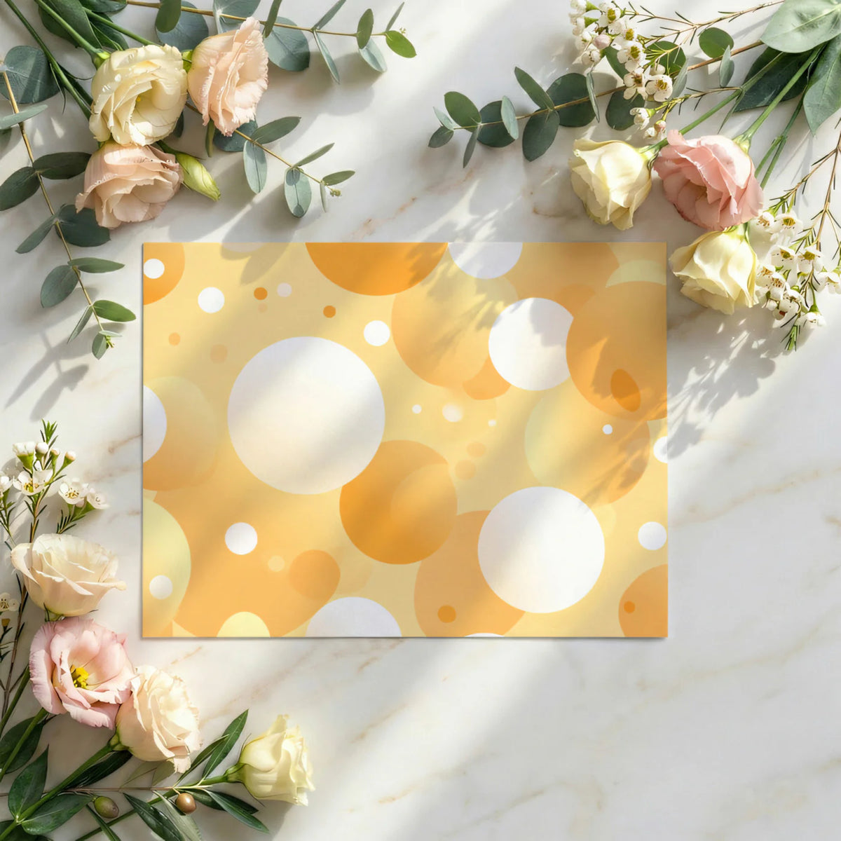 Golden Bokeh Glow Mural Wallpaper — Abstract Circle Pattern Mural Wallpaper - room preview 03