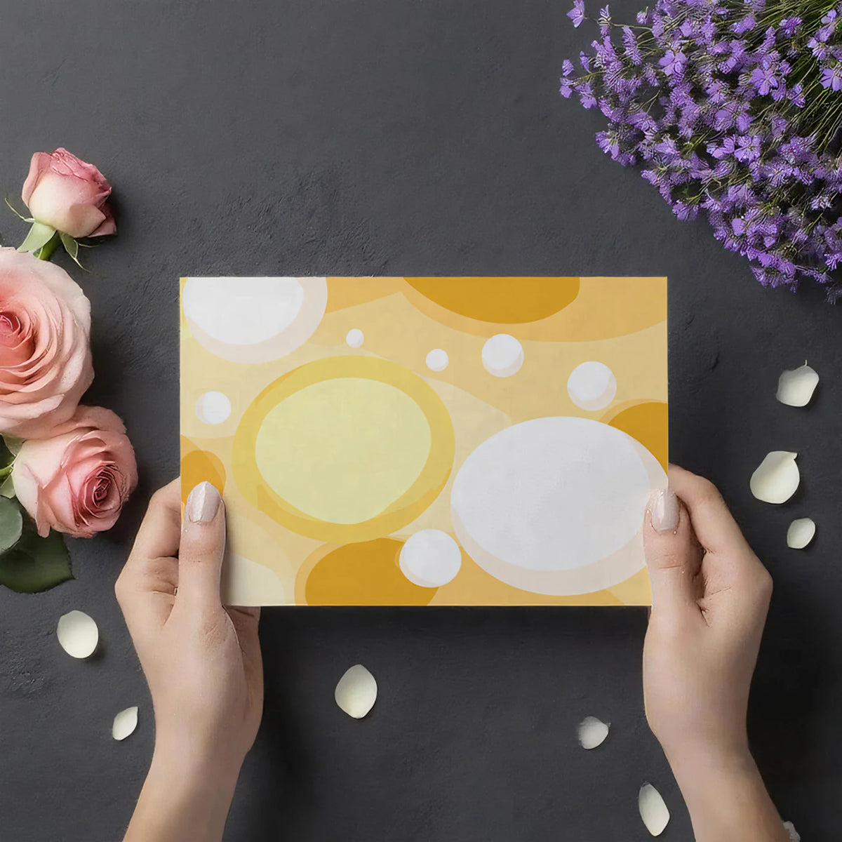 Floating Sunny Orbs Mural Wallpaper — Playful Yellow Abstract Mural Wallpaper - room preview 03