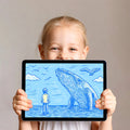 Nautical Whale Sketch Mural Wallpaper — Hand-Drawn Blue Marine Art Mural Wallpaper - room preview 03
