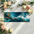 Teal and Gold Fluid Marble Mural Wallpaper — Abstract Wave Art Mural Wallpaper - room preview 03