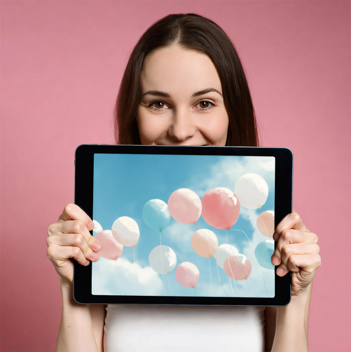 Floating Pastel Balloons Mural Wallpaper — Airy Sky Motif Mural Wallpaper - room preview 03