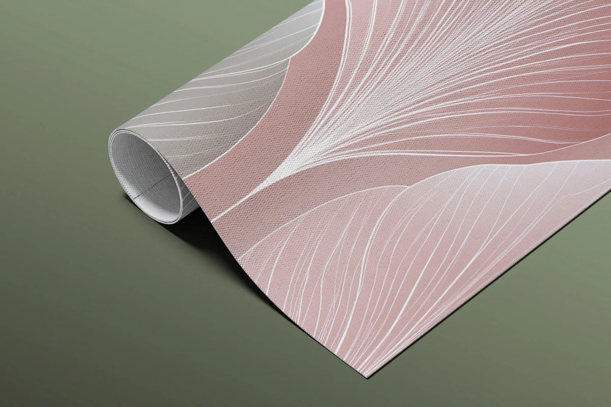 Stylized Leaf Mural Wallpaper — Dusty Rose and Silver Geometric Mural Wallpaper - room preview 03
