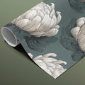 Vintage Chrysanthemum Mural Wallpaper — Botanical Dark Academia Mural Wallpaper - room preview 03