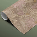 Vintage Chrysanthemum Mural Wallpaper — Warm Taupe and Blush Mural Wallpaper - room preview 03