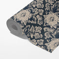 Vintage Peony Floral Mural Wallpaper in Navy and Beige Mural Wallpaper - room preview 03