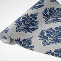 Navy Damask Crest Mural Wallpaper — Traditional Ornate Pattern Mural Wallpaper - room preview 03