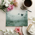 Misty Wetland Heron Mural Wallpaper — Calm Nature Illustration Mural Wallpaper - room preview 03