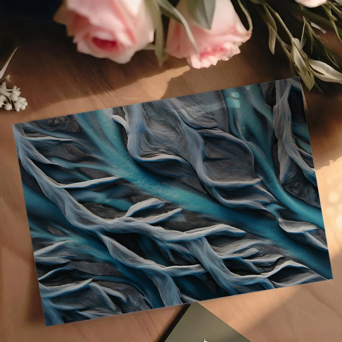 Aerial Glacial River Mural Wallpaper — Modern Organic Abstract Mural Wallpaper - room preview 03
