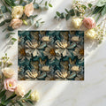 Abstract Swirling Peony Mural Wallpaper — Dark Teal and Gold Mural Wallpaper - room preview 03