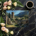Mediterranean Stone Ruin Mural Wallpaper — Artistic Oil Painting Mural Wallpaper - room preview 03