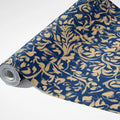 Baroque Scroll Mural Wallpaper Navy & Gold Filigree Mural Wallpaper - room preview 03