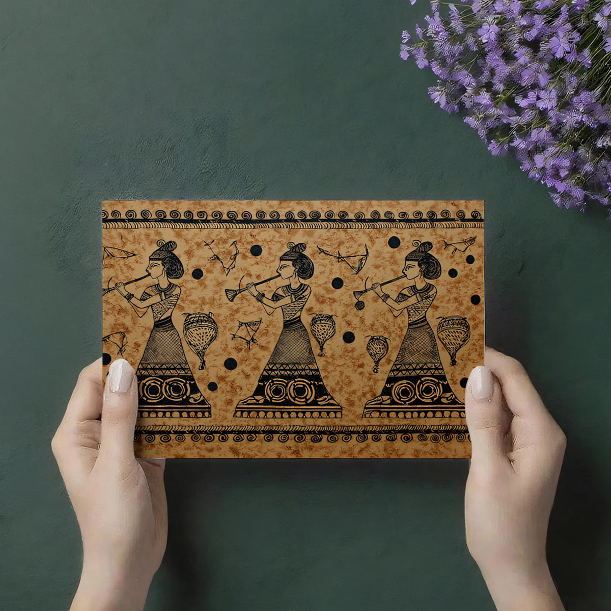 Ancient Art Mural Wallpaper Flute Players Illustration Mural Wallpaper - room preview 03