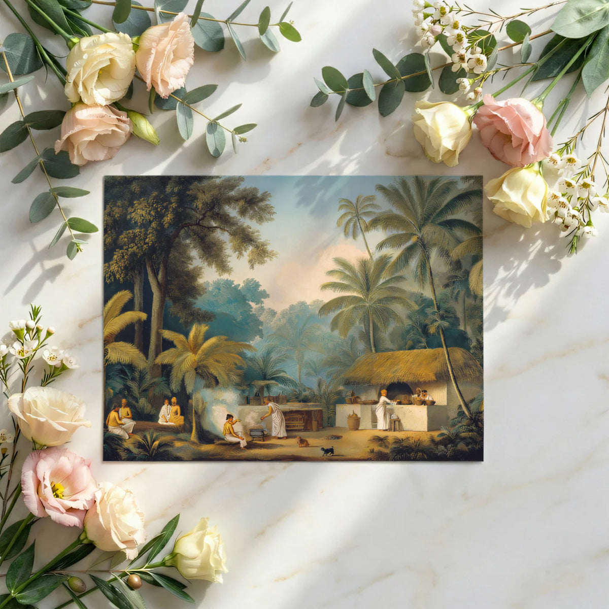 Tropical Explorer Landscape Mural Wallpaper — Vintage Art Style Mural Wallpaper - room preview 03