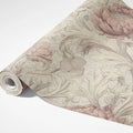 Vintage Peony and Acanthus Leaf Mural Wallpaper — Floral Heritage Mural Wallpaper - room preview 03