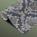 Navy Blue Damask Mural Wallpaper — Classic Victorian Pattern Mural Wallpaper - room preview 03