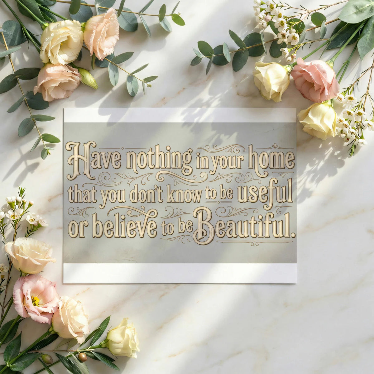 William Morris Quote Mural Wallpaper — Vintage Arts and Crafts Style Mural Wallpaper - room preview 03