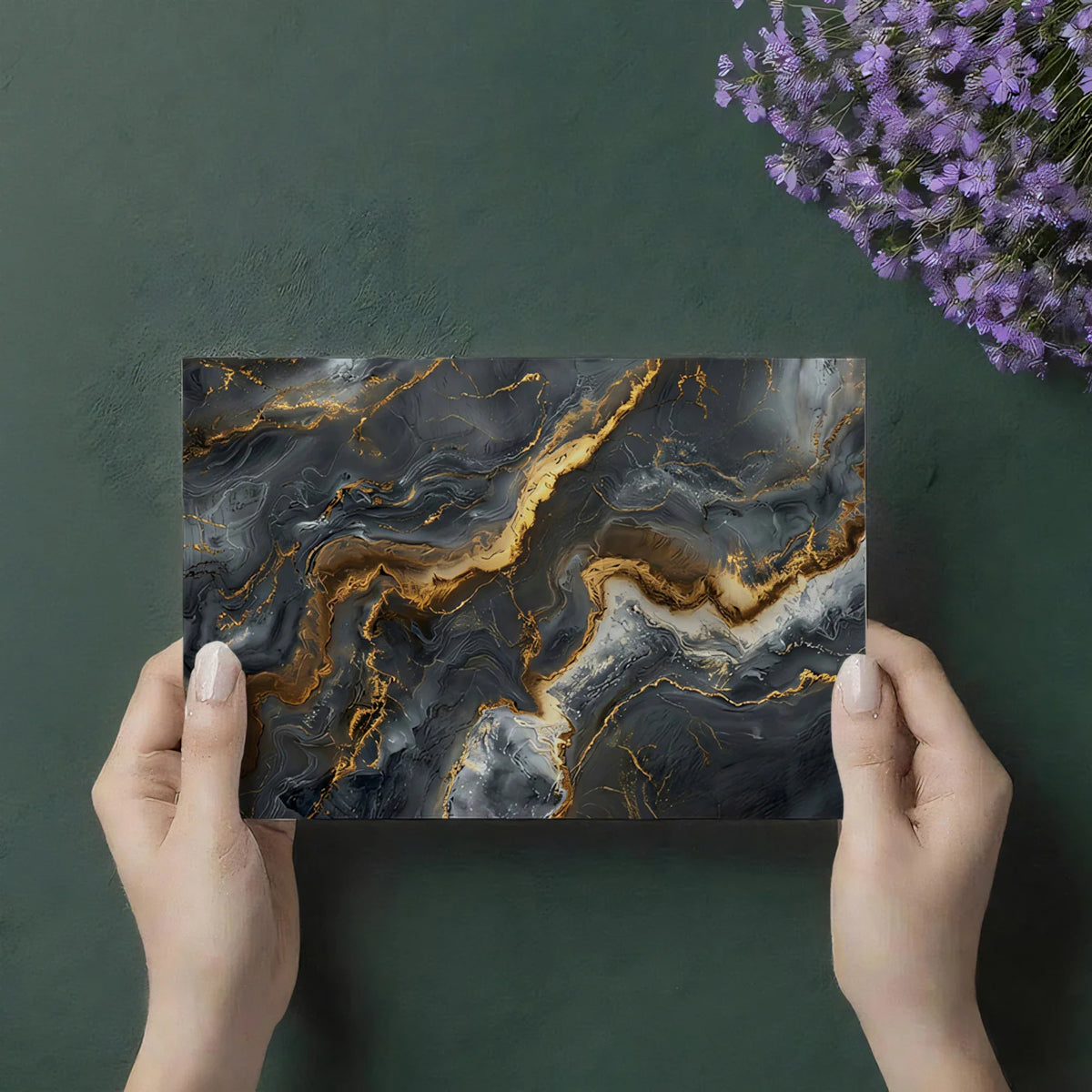 Obsidian and Gold Marble Mural Wallpaper — Contemporary Luxury Mural Wallpaper - room preview 03