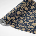 Dense Floral Vine Mural Wallpaper — Vintage Navy and Cream Design Mural Wallpaper - room preview 03