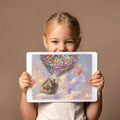 Floating Balloon House Mural Wallpaper — Whimsical Sky Fantasy Mural Wallpaper - room preview 03