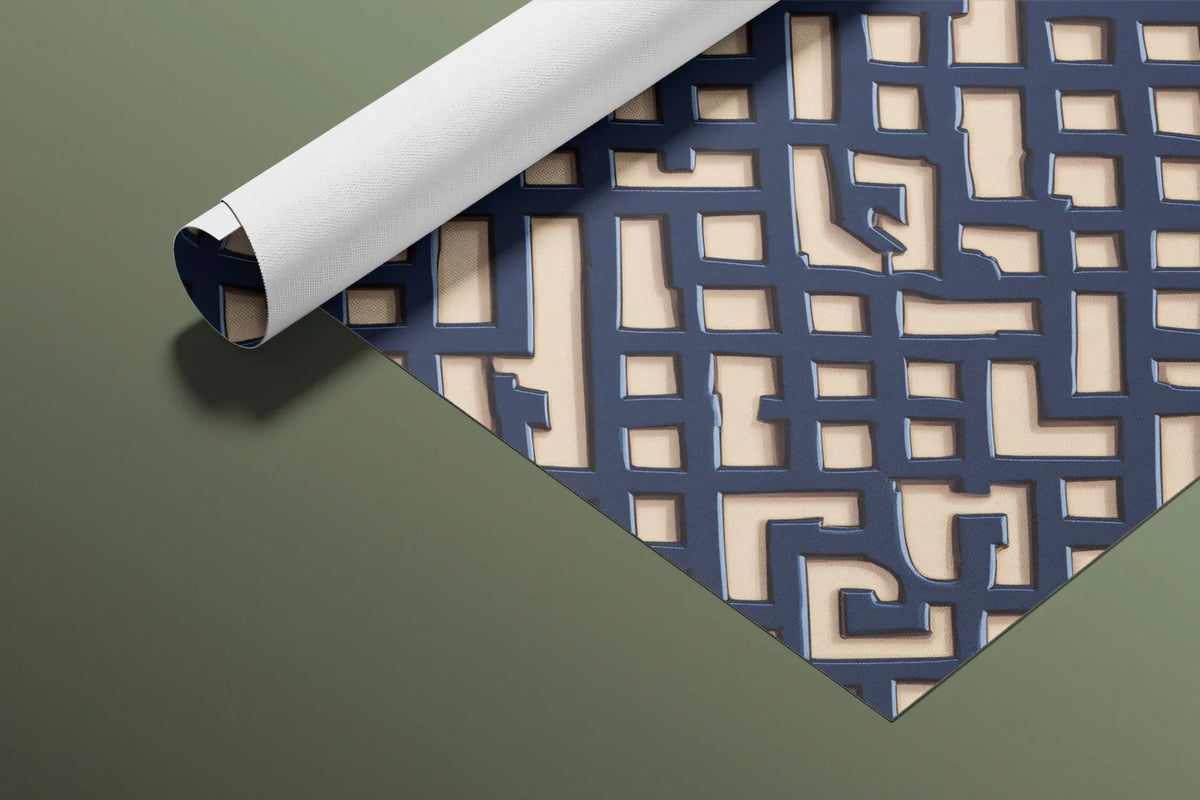 Navy Lattice Geometric Mural Wallpaper — Moroccan Inspired Decor Mural Wallpaper - room preview 03