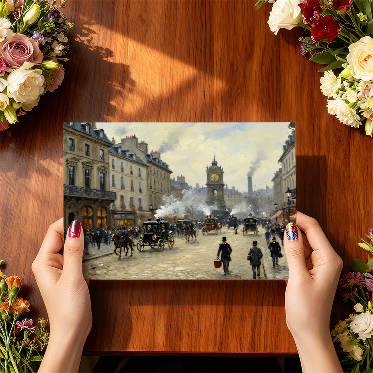 Impressionist Paris Street Mural Wallpaper — Vintage City Scene Mural Wallpaper - room preview 03