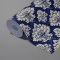 Royal Damask Navy and Silver Mural Wallpaper — Classic Victorian Mural Wallpaper - room preview 03