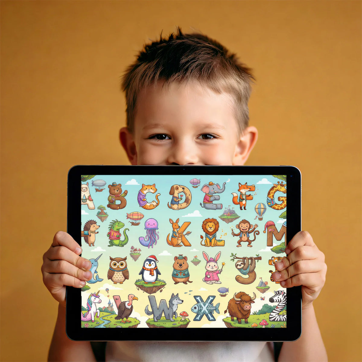 Animal Alphabet Whimsical Mural Wallpaper — Colorful Learning Decor Mural Wallpaper - room preview 03