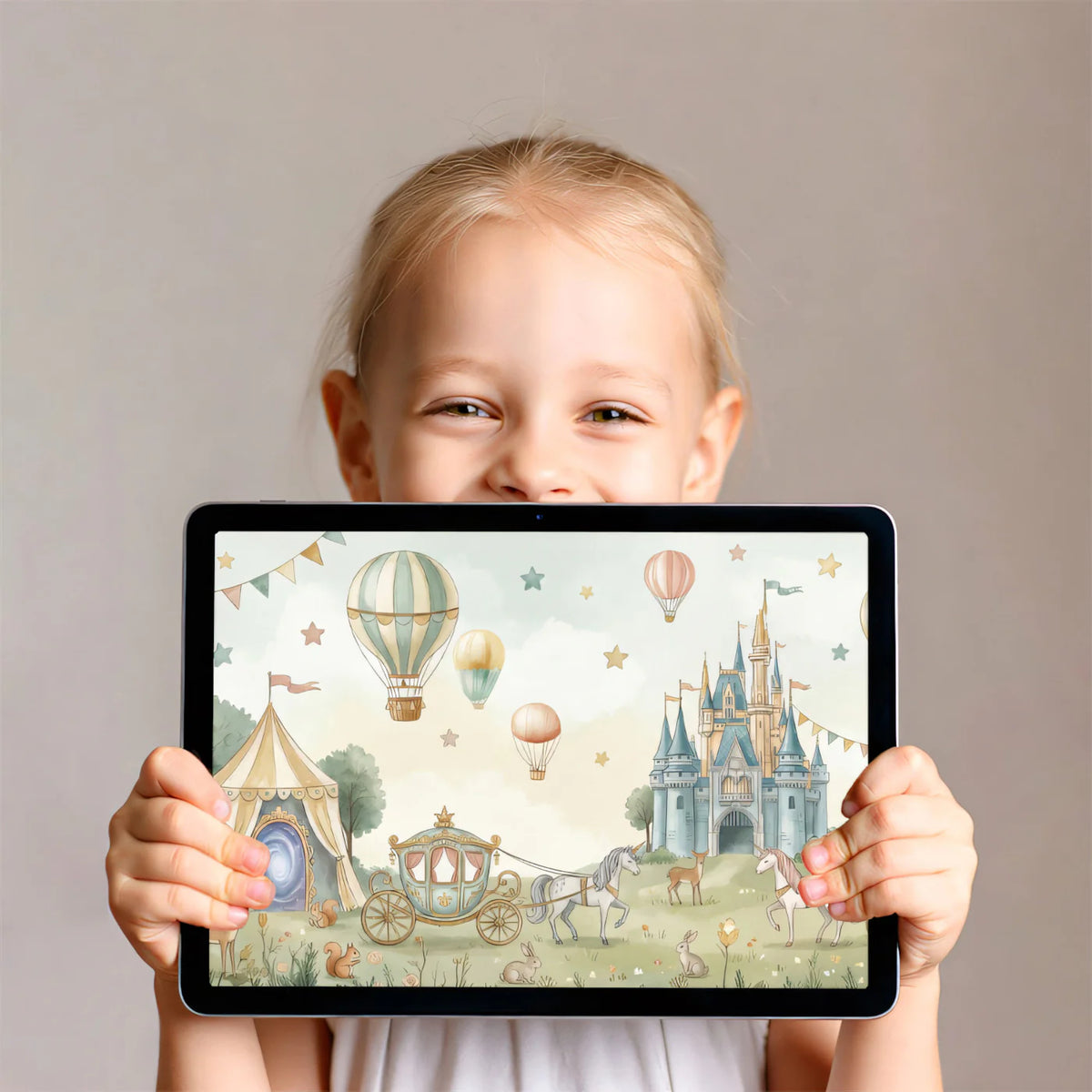 Enchanted Kingdom Mural Wallpaper — Soft Watercolor Fantasy Mural Wallpaper - room preview 03