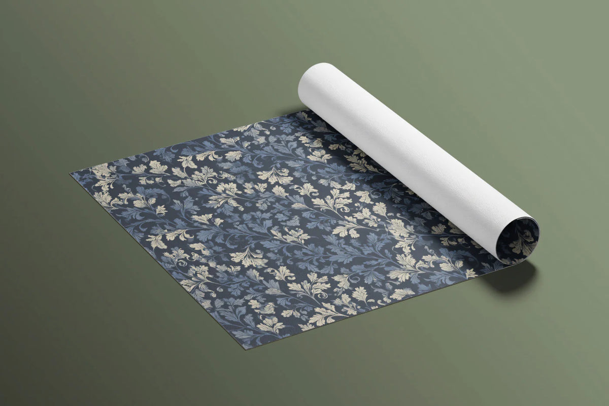 Vintage Botanical Leaf Mural Wallpaper — Moody Navy and Cream Mural Wallpaper - room preview 03