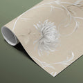 Silver Chrysanthemum Swirl Mural Wallpaper in Warm Beige Mural Wallpaper - room preview 03