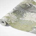 Japanese Wave and Chrysanthemum Mural Wallpaper — Sage Green Mural Wallpaper - room preview 03