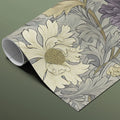 Vintage Chrysanthemum Floral Mural Wallpaper — Traditional Botanical Mural Wallpaper - room preview 03