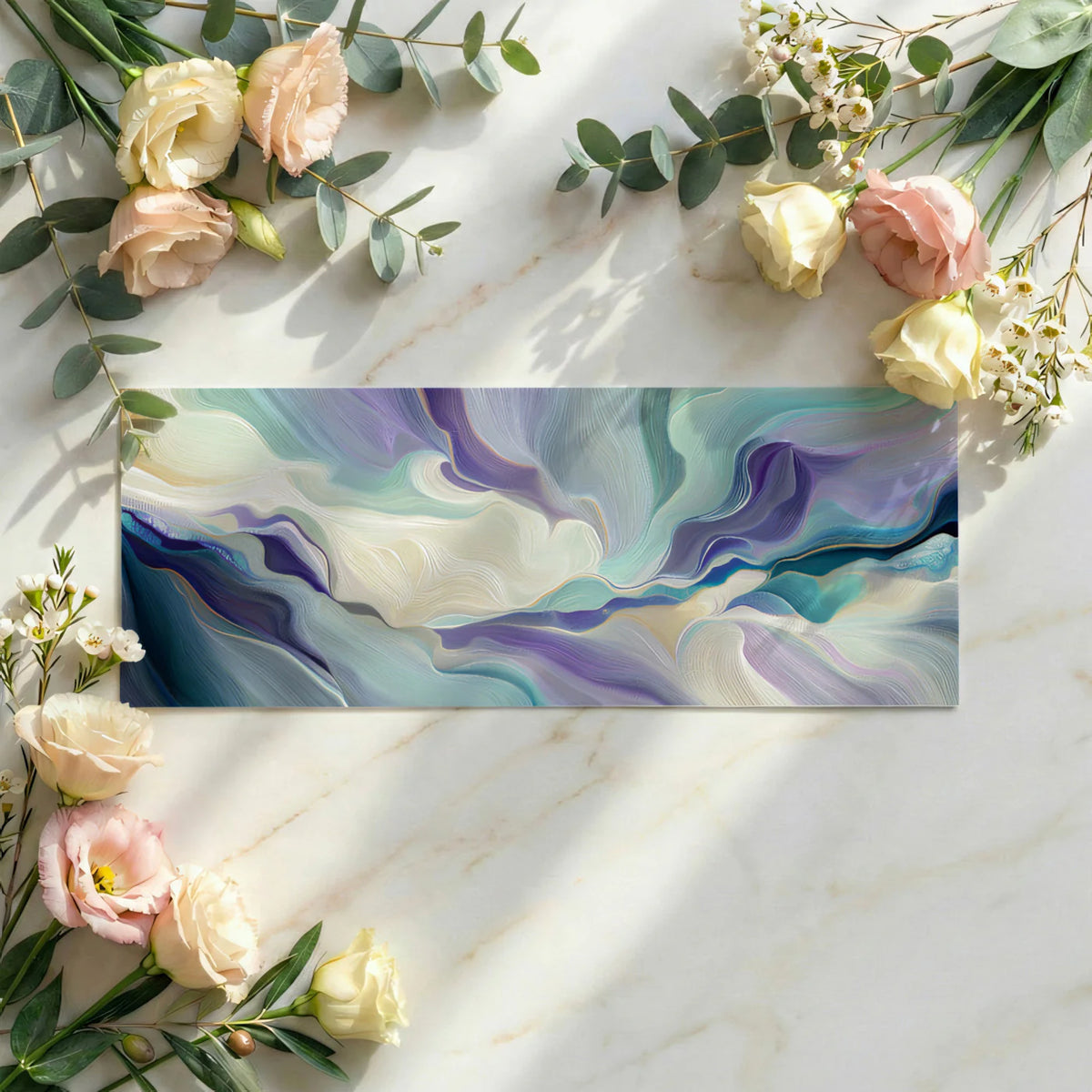 Fluid Motion Mural Wallpaper — Abstract Blue and Purple Wave Design Mural Wallpaper - room preview 03