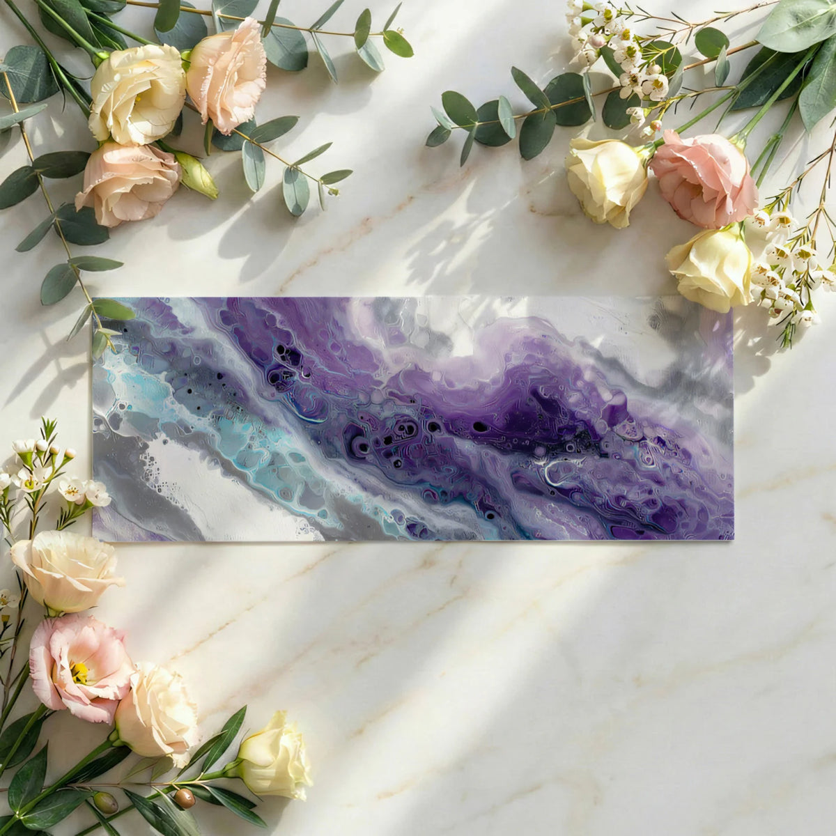 Fluid Purple and Teal Marble Mural Wallpaper — Modern Abstract Mural Wallpaper - room preview 03
