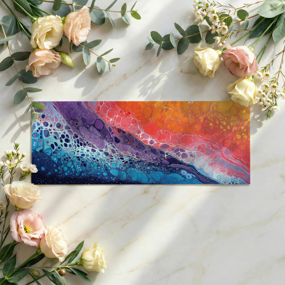 Abstract Cellular Fluid Art Mural — Vibrant Multi-Tone Swirls Mural Wallpaper - room preview 03