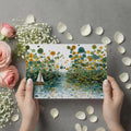 Sailboat and Marsh Flora Mural Wallpaper in Teal and Ochre Mural Wallpaper - room preview 03