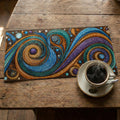 Abstract Swirl Mural Wallpaper — Ornate Teal and Metallic Gold Mural Wallpaper - room preview 03