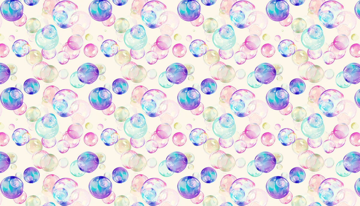 Floating Bubbles Mural Wallpaper — Soft Pastel Art Mural Wallpaper - room preview 03