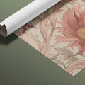 Terracotta Peony Botanical Mural Wallpaper — Ornate Floral Art Mural Wallpaper - room preview 03