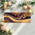 Fluid Cell Abstract Mural Wallpaper — Deep Gold and Purple Swirls Mural Wallpaper - room preview 03