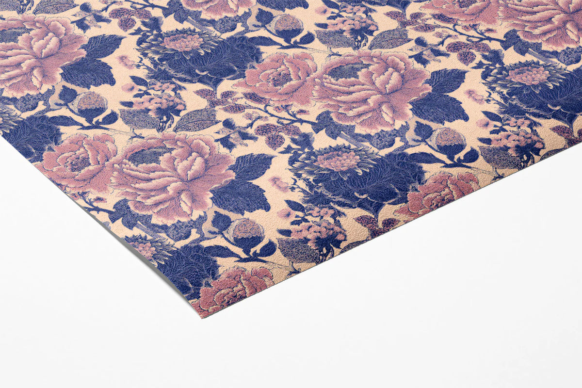 Vintage Rose Garden Mural Wallpaper — Muted Navy and Dusty Pink Mural Wallpaper - room preview 03