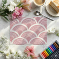 Art Deco Fan Mural Wallpaper — Dusty Rose and Cream Scale Pattern Mural Wallpaper - room preview 03