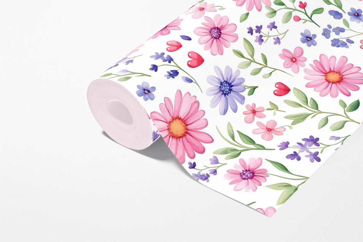 Watercolor Wildflower Meadow Mural Wallpaper — Whimsical Floral Mural Wallpaper - room preview 03