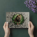 Roaring Lion Concrete Breach Mural Wallpaper — Realistic 3D Design Mural Wallpaper - room preview 03