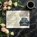 Vintage Automotive Blueprint Mural Wallpaper — Artistic Engineering Mural Wallpaper - room preview 03