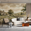 English Countryside Landscape Mural Wallpaper — Vintage Oil Style Mural Wallpaper - room preview 03